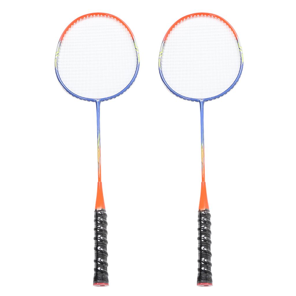 2 Pcs Badminton Racket Ferroalloy One Piece Skidproof Handle Orange Badminton Racquets Set for