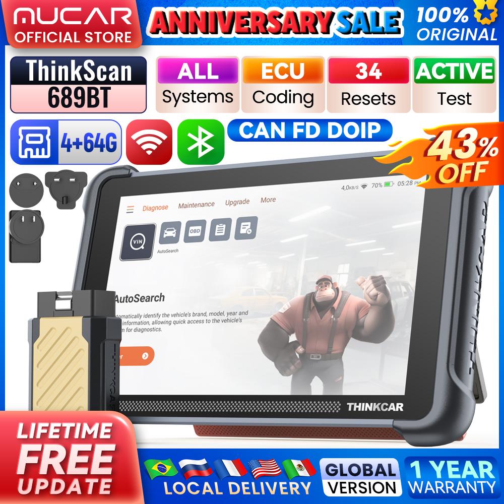 ASH1 THINKCAR THINKSCAN 689BT All System Car Diagnostic Tool ActiveTest ECU Coding OBD2 Scanner 34 Services CAN FD DoIP Scan Tool