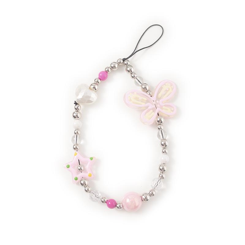 Pink Bow Dopamine Phone Lanyard: Anti-Lost Electroplated Chain Wrist Strap
