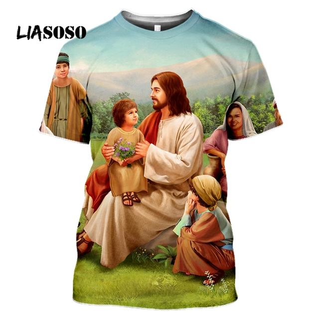 Anime Dieu 3D Impression T-shirt Jésus Décontracté Streetwear Hommes Harajuku Mode Camisetas Hombre Haut À Col Rond T-shirts… Voir plus