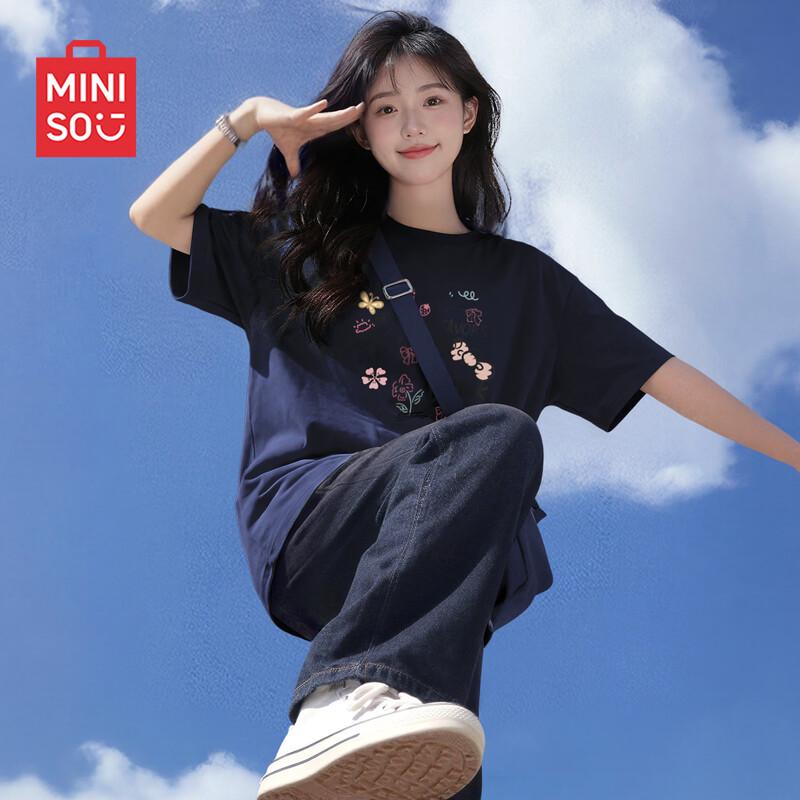 MINISO Женская хлопковая футболка с коротким рукавом