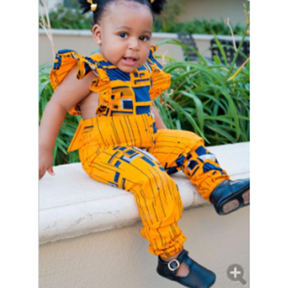 Одежда для маленьких девочек, комбинезон с рюшами и рукавами в африканском стиле бохо, одежда для детей 1-5 лет