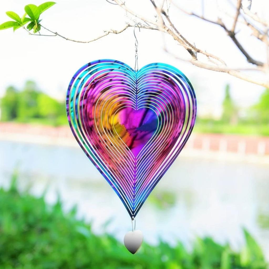 3D Metal Yard Decorations Wind Spinners Valentine Garden Decor, Bird Deterrents for Outside for Patio & Backyard, Unique Gardening Gifts for Women Mom
