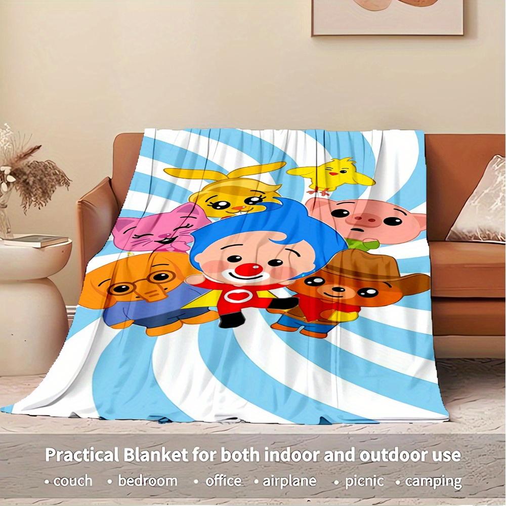 1pc Plim Plim Digital Print Flannel Blanket - Contemporary Style, Suitable for All Seasons, Perfect for Home, Travel, or Camping - Machine W