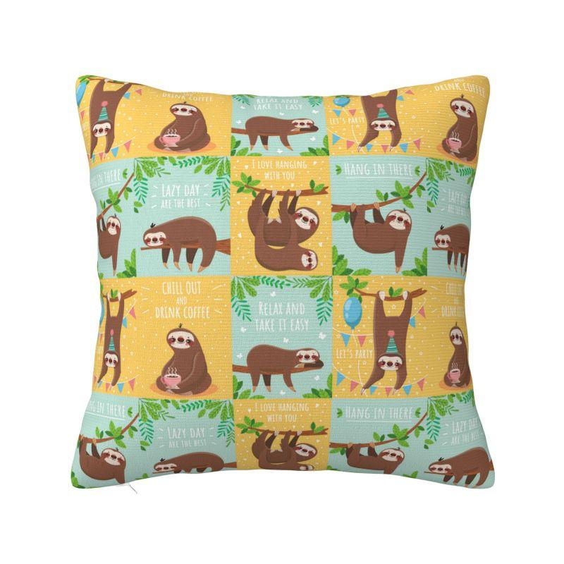 Luxury Not Fast Not Furious Cute Sloth Cushion Covers xcm Velvet Throw Pillow Case for Car Square Pillowcase Home Decor