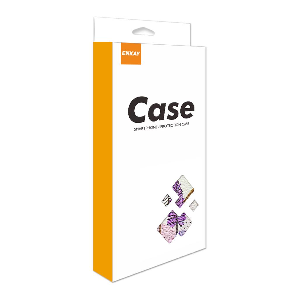 ENKAY Hat-Prince Кожаный чехол для iPhone 16e с печатью узора, слотом для карт и подставкой, чехол для телефона