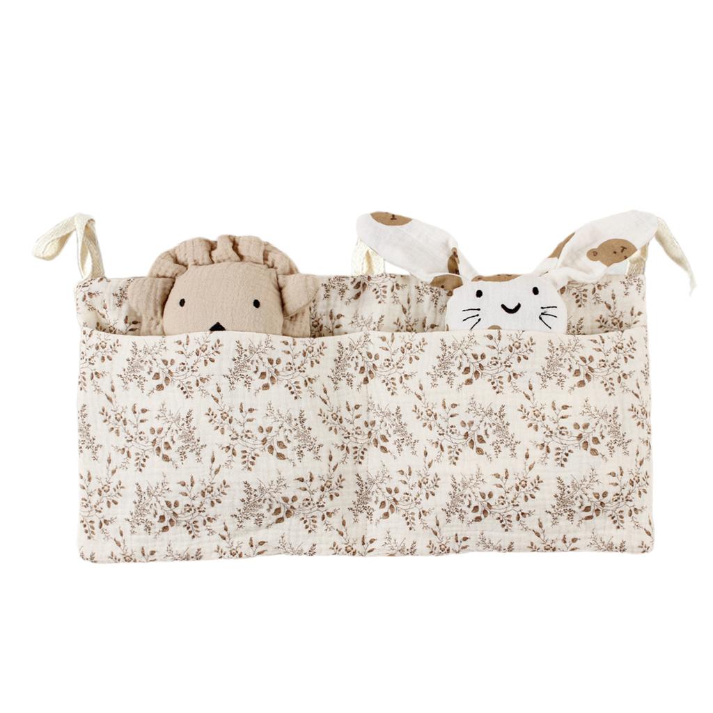 Baby Bedside Organizer Storage Bag with 2 Pockets for Toys Diaper Baby Cribs Storage Bag Multifunctional Hanging Pocket