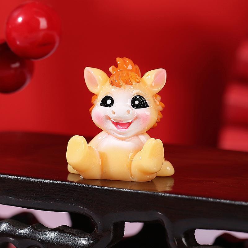 1/2 шт. Реалистичная фигурка-талисман в виде лошади по знаку зодиака из смолы, 2026 год Лошади, декоративные китайские миниатюрные фигурки лошадей