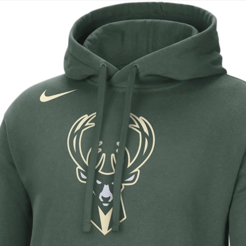 Nike NBA Milwaukee Bucks флисовый свитер свободный крой толстовка с капюшоном зеленый мужской уличный стиль DN8636-323