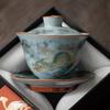Sancai Gaiwan, a Single High-end Ru Kiln Can Be Opened, Household Ceramic Kung Fu Tea Set, Tea Cup, Tea Bowl Three-piece Set