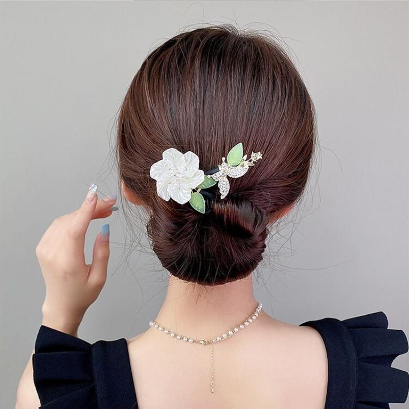 Fashion Elegant Butterfly Flower Updo Hair Accessories for Women Gift Retro Luxury Lazy Man Tie Up Hair Stick Headwear MomTiara