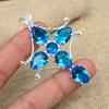 Blue Topaz Gemstone 925 Solid Silver Jewelry Handmade Cross Pendant For Women