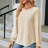 2023 осень-зима женская свободная футболка с круглым вырезом и длинными рукавами, повседневный топ