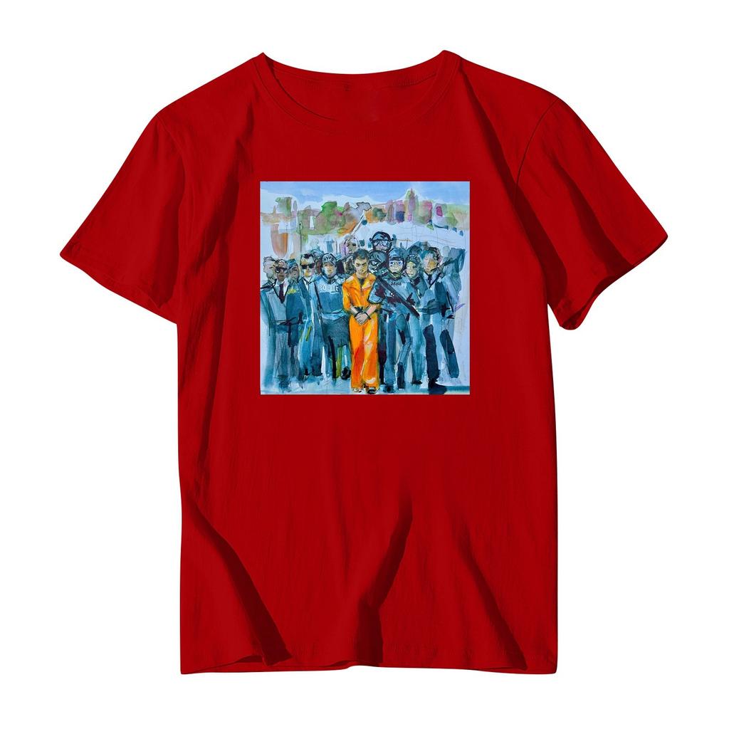 Повседневная модная спортивная футболка с круглым вырезом и принтом унисекс с коротким рукавом