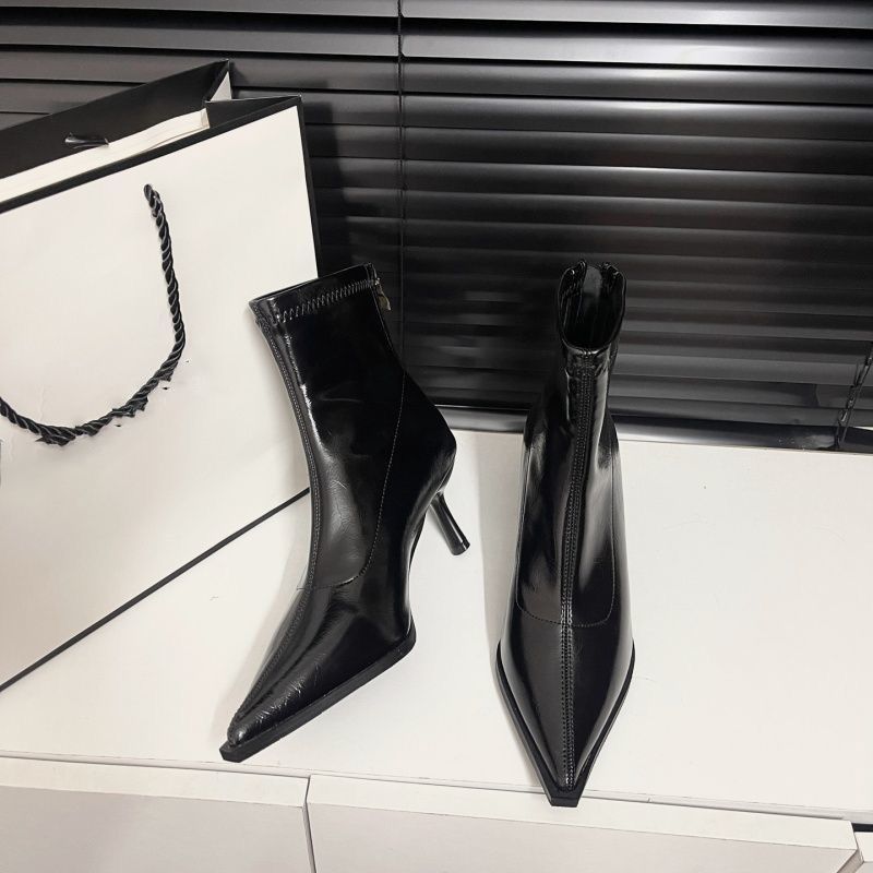 French niche pointed short boots thin heels high heels fashion versatile short boots thin boots autumn and winter new