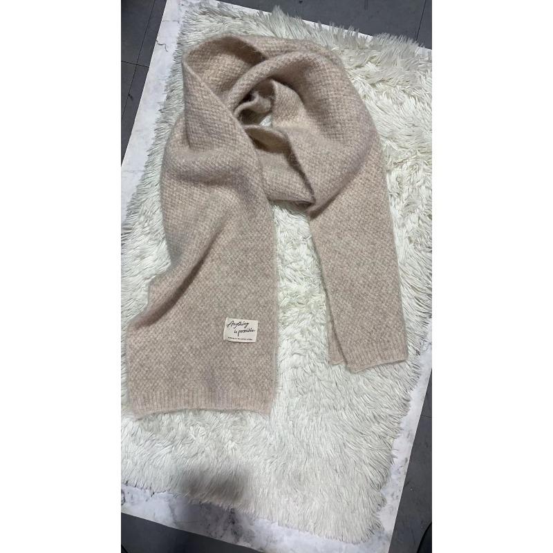 Korean Style Fashionable Knitted Wool Blended Wool Scarf for Women Autumn and Winter Fashion Retro Student Warm Scarf for Men and Couples