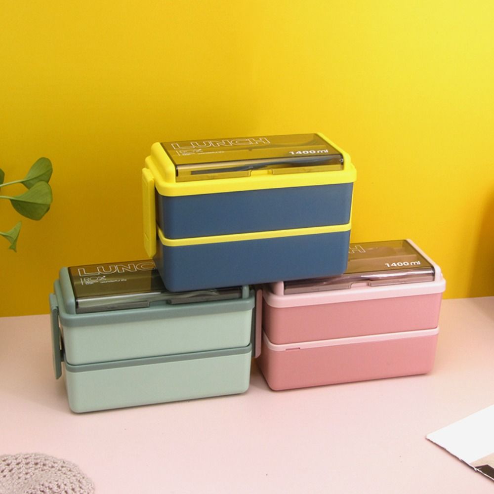 700/1400ml Capacity Portable Lunch Box Leakproof Design Dinnerware Set  Camping Use