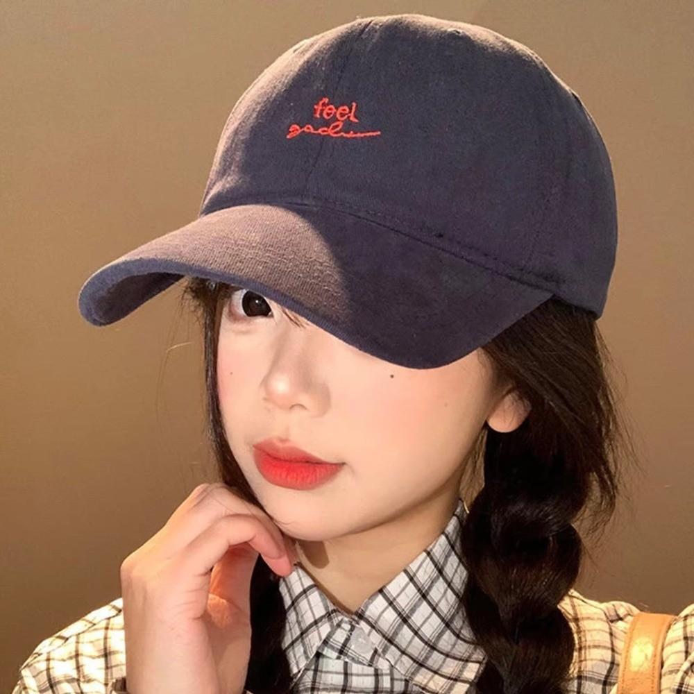 Embroidery Letter Rugged Baseball Cap Solid Color Duck Tongue Cap Fashion Sun Hat  for Women