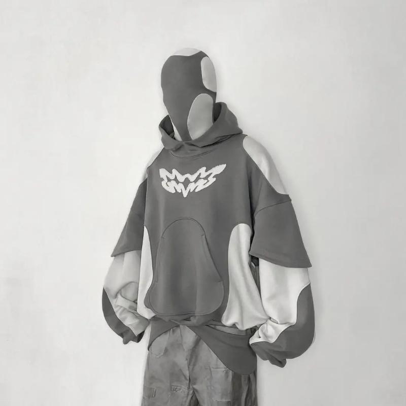 Y2K Harajuku модный дизайн нашивка ретро панк с капюшоном длинный рукав свободная уличная спортивная рубашка большого размера
