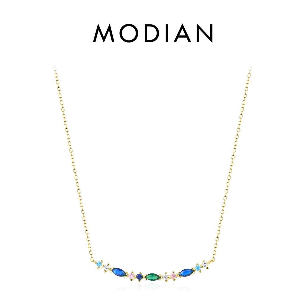 MODIAN Изысканное элегантное длинное ожерелье из стерлингового серебра 925 пробы, винтажная цепочка на шею для женщин, подарок на день рождения, ювелирные изделия