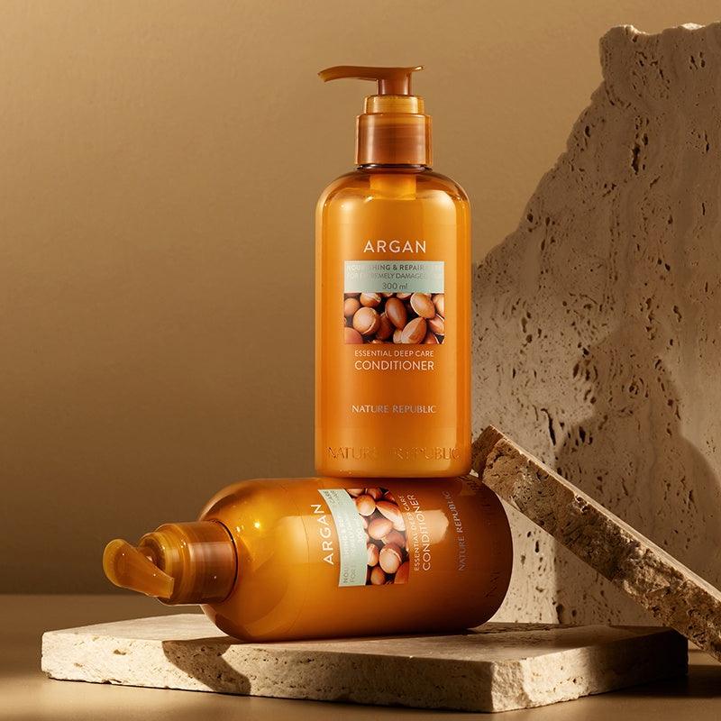 Nature Republic Argan Essential Deep Care (Эссенция для волос, шампунь, кондиционер, маска для волос, увлажняющий спрей для волос, эссенция для завивки волос)