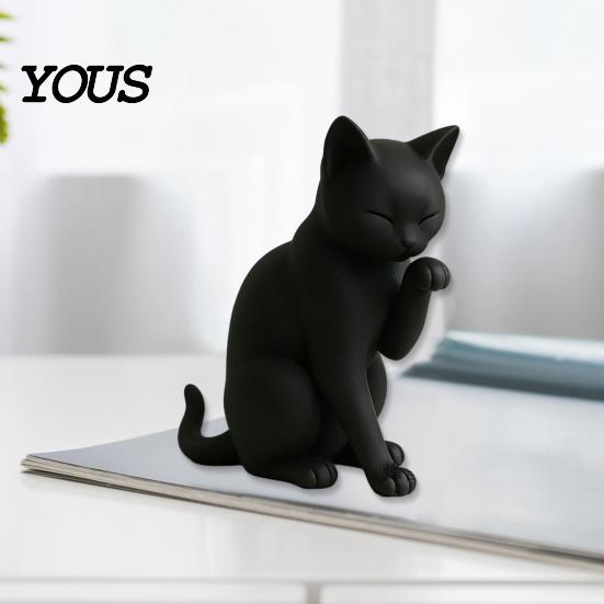 Коллекционная фигурка кошки, черная модель, мини-фигурка-украшение, 3D-печать, матовая, для прихожей, декоративная фигурка для рабочего стола, спальни