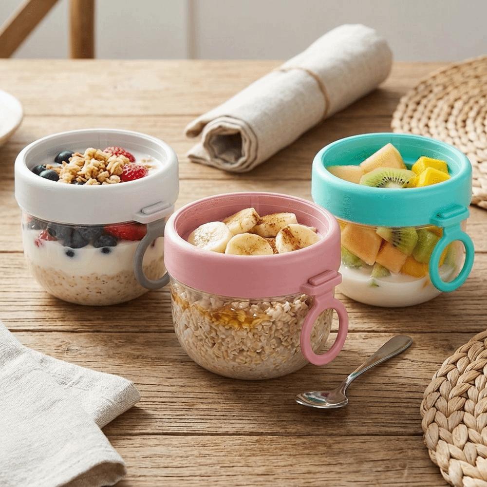 With  Spoon Oatmeal Cup Food Grade Breakfast Mug Multi Purpose Yogurt Jar  Travel Use