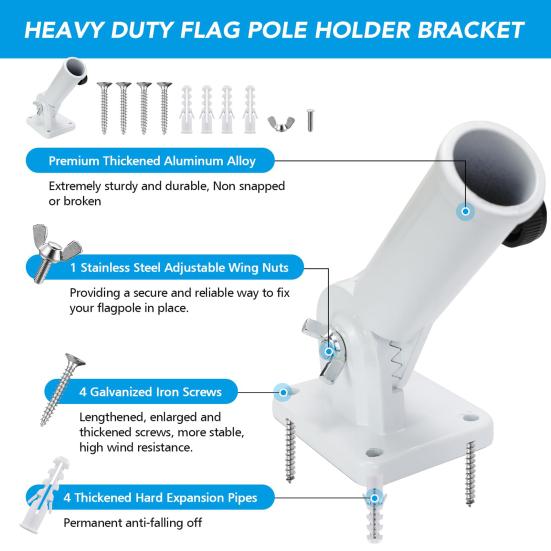 Основание флагштока, держатель флагштока, регулируемый угол, монтажный кронштейн для флагштока из нержавеющей стали