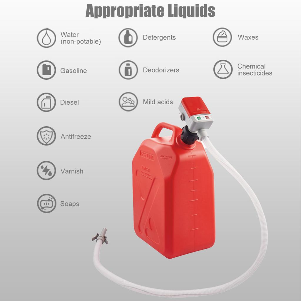 Automatic Fuel Transfer Pump, Portable Battery Powered Liquid Transfer Pump with Auto Stop Function, Flexible Hose, 3