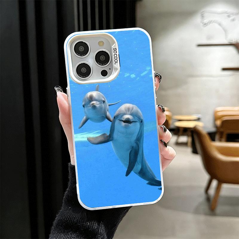 Милый Дельфин Океан Мягкий Чехол для Телефона для iPhone 15 16 17 Pro Max 17Air 16E 14 Plus 13 12 Mini Ударопрочный Чехол Задняя Крышка