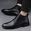 Fashion Genuine Leather Men's Boots Casual High Top Shoes Classic Male Motorcycle Boots Leisure Walk Botas Comfy Business Walking Shoes