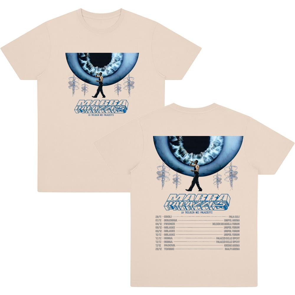 Marracash Palazzi 25 Тур Футболки Мода Хлопок Уличная Одежда Женская Мужская Поп Оверсайз Футболка Графическая Двусторонняя Уличная Одежда