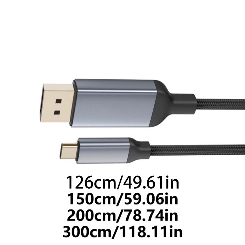 USB C to DP Adapter Cable 8K60Hz Compatible for Window System Devices 12Bit Color Depth USB C to DP Display Cable