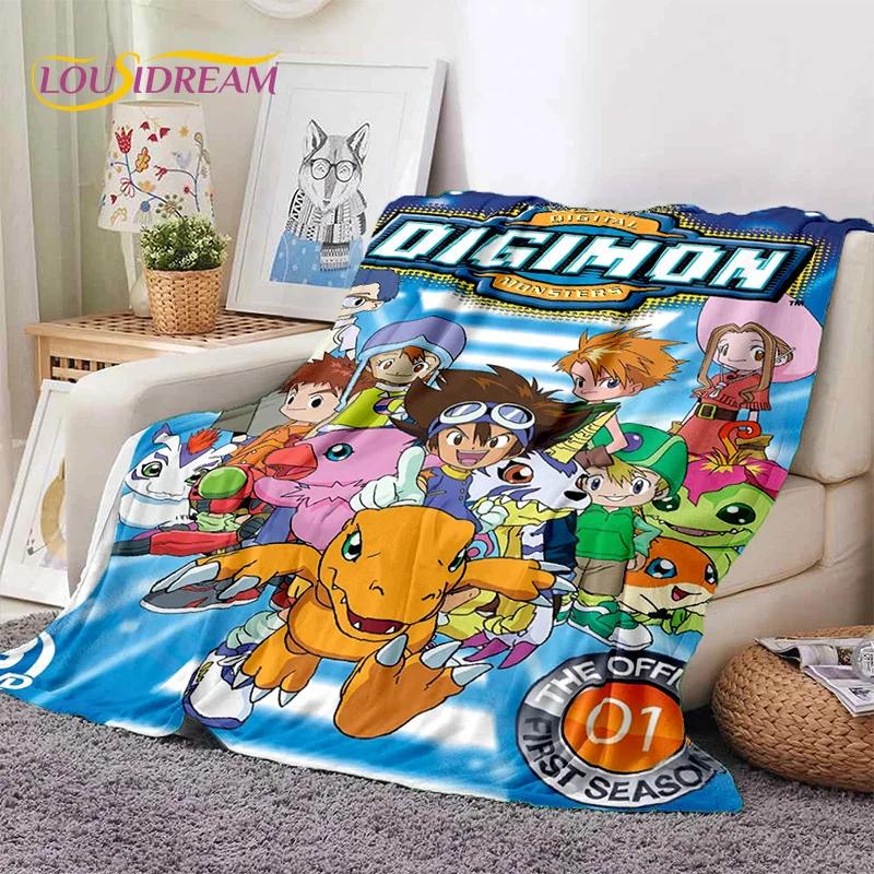 Мягкое фланелевое одеяло в стиле ретро Digimon Adventure Monster Cartoon для кроватей, диванов, пикников, плед для покрывала, детский подарок