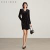 Qianwen Hot Diamond Velvet Dress 2026 Spring New Elegant Luxury Three Dimensional Ruffle Hemp Skirt for Women