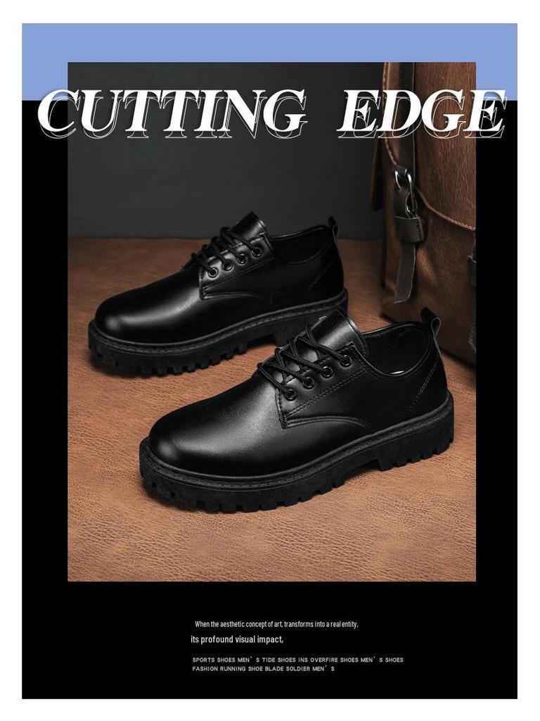 Мужская повседневная деловая кожаная обувь Осень 2024: Модные водонепроницаемые ботинки Мартинс в британском стиле