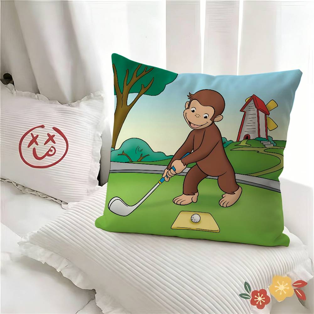 pc George The Curious Monkey Pillow Case Fashion Square Pillowcase Bedroom Sofa Room Ins Decoration Leisure