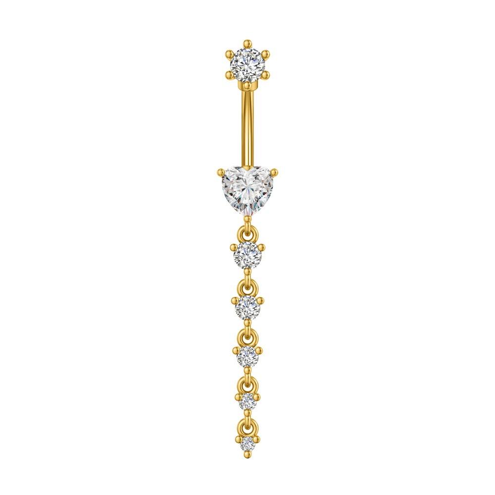 Copper Zircon Belly Button Ring Long Dangled Body Jewelry Sexy Stainless Steel Navel Piercing  Men