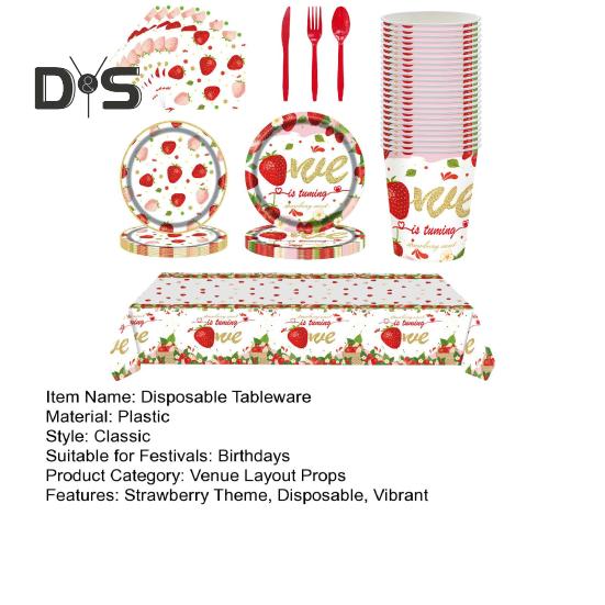 Клубничная вечеринка столовые приборы набор одноразовые тарелки чашки салфетки столовые приборы скатерти клубничная тематика вечеринка принадлежности для дня рождения baby shower свадьба