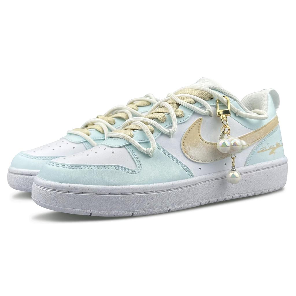 Nike Кроссовки Court Borough Low Sea Salt Coconut Низкие Скейтбордические Обувь GS Белый Синий DV5456-106(Команда79-)
