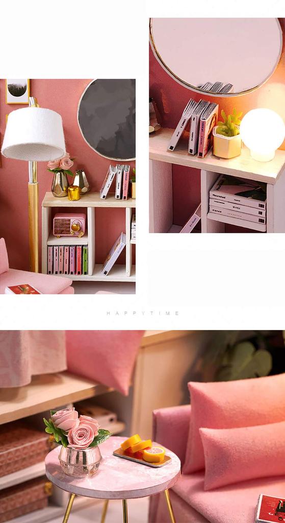 moin moin Кукольный домик Миниатюрный Набор для Рукоделия Современный Стильный Модельная Комната Шикарная Гостиная Маленький Для Начинающих Светодиодная Подсветка Акриловый Бокс Набор +