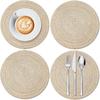 7 Inch Round Braided Placemats Set of 4,Coffee Mat,Table Mats,Washable Heat Resistant Cotton Polyester Circle Place Mats for Kitchen Dinner Party
