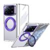 KEYSION Чехол-подставка с магнитным кольцом, вращающимся на 360°, для Xiaomi MIX Fold 4, прозрачная жесткая ПК-накладка для телефона со стеклянной защитной пленкой для экрана
