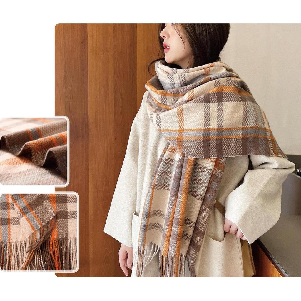 Женские зимние теплые осенние шарфы-накидки Женские пледы Клетчатые шарфы Толстые большие шали