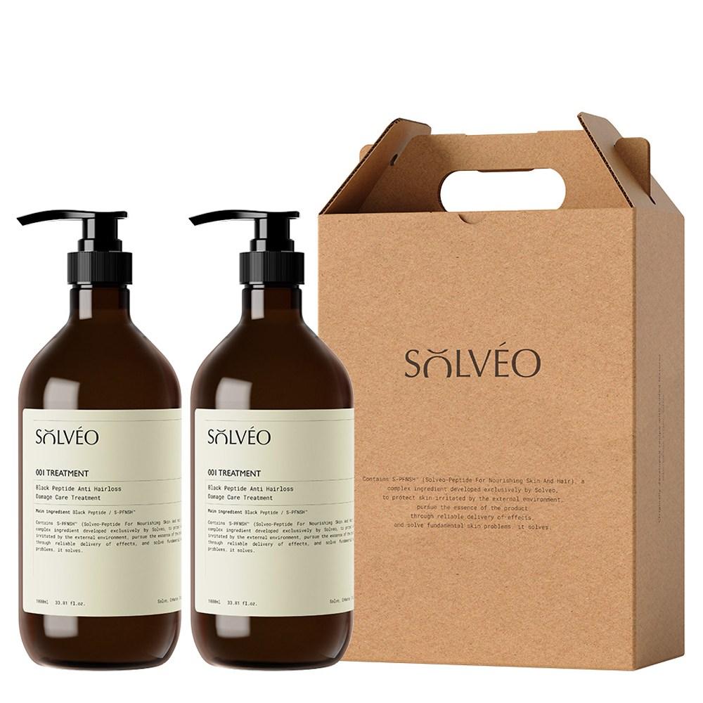 Solvio Black Peptide Treatment 1000 мл x 2 шт + подарочный набор, 1 комплект