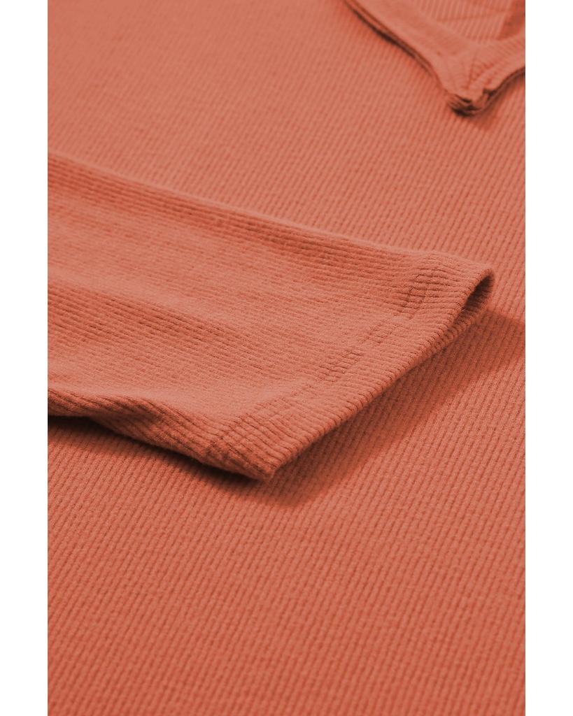 Azura Exchange Gold Flame Plus Size Exposed Seam V Neck Long Sleeve Top