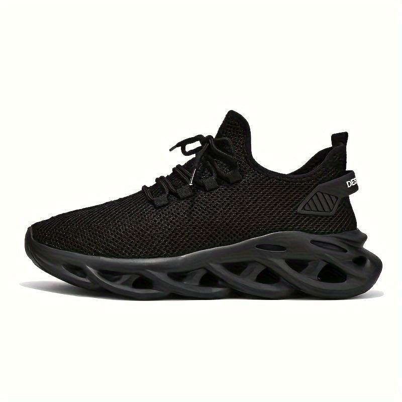 PLUS SIZE Mens Fashion Sneakers - Solid Woven Knit, Blade Design, Ultra-Breathable & Non-Slip - Soft Sole, Comfortable Casual Shoes for All-Day Wear
