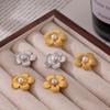 Stylish Simple Light Luxury Inlaid Bead Flower Earrings Women'S Cold Wind Niche Design Retro Titanium Steel Earrings