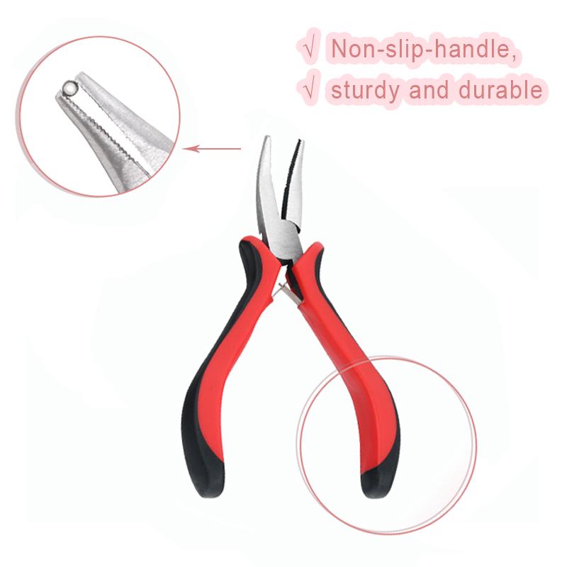 Набор для наращивания волос, нитевдеватель, крючок, плоскогубцы для наращивания волос и 200 шт. колец диаметром 5 мм