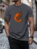Unisex Summer White Short Sleeve Tee Minimalist Orange Shrimp Graphic Print Crew Neck Loose Casual Streetwear Male Fashion Tops